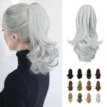 Extensão de rabo de cavalo SOFEIYAN Long Curly Synthetic Silver Grey
