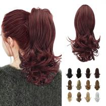 Extensão de rabo de cavalo SOFEIYAN Long Curly Synthetic Wine Red