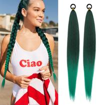 Extensão de rabo de cavalo trançado LyoRusi Green 66 cm de cabelo sintético