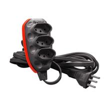 Extensao de Tomada Techna Stopshock E-406 Preto 10 Metros 3 Tomadas 2P+T