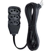 Extensão de Tomadas - 3 Saídas - Tripolar - 10 metros - Force Line - PRETO