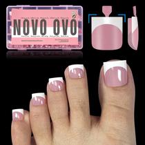 Extensão de Unha Falsa Oval Francesa - Ponteiras para Unhas dos Pés