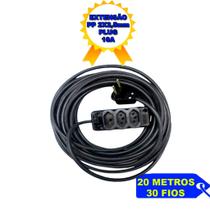 Extensão Elétrica 10 15 20 e 25 Metros Cabo PP 2x2,5mm Plug 10a 30 Filamentos