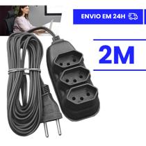 Extensão Elétrica 10 Metros - Bivolt 110/220 10A Tomada Tripolares Preta Resistente