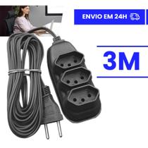 Extensão Elétrica 10 Metros - Bivolt 110/220 10A Tomada Tripolares Preta Resistente Tamanho:3 Metros Extensão Elétrica 10 Metros - Bivolt 110/220 10A Tomada Tripolares Preta Resistente Tamanho:3 Metros