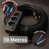 Extensão Elétrica 10 Metros Grossa CABO PP 2x2.0mm 20A 10A Resistente 110 e 220V Pino Duplo Ferramentas Eletrodomesticos