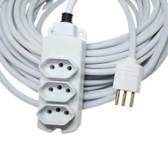 Extensão Elétrica 10a/20a Reforçada 20m PP 2x2,5mm 3T BRANCA