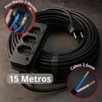 Extensão Elétrica 15 Metros Grossa CABO PP 2x2.0mm 20A 10A Resistente 110v e 220V Pino Duplo Ferramentas Eletrodomesticos