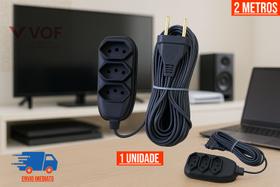 Extensão Elétrica 2 Metros Bivolt 3 entradas 110v 220v Prolongador de Tomada