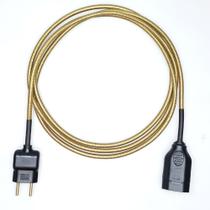 Extensão Elétrica 2 Metros Pp 2x0,75mm2 Dourada Revestido Tecido