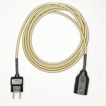 Extensão Elétrica 2 Metros Pp 2x0,75mm2 Dourado/Rose Revestido Tecido Extensão Elétrica 2 Metros Pp 2x0,75mm2 Dourado/Rose Revestido Tecido