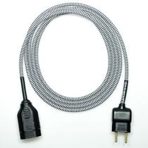 Extensão Elétrica 2 Metros Pp 2x0,75mm2 Preto/Branco Revestido Tecido Extensão Elétrica 2 Metros Pp 2x0,75mm2 Preto/Branco Revestido Tecido