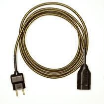 Extensão Elétrica 2 Metros Pp 2x0,75mm2 Preto/Dourado Revestido Tecido Extensão Elétrica 2 Metros Pp 2x0,75mm2 Preto/Dourado Revestido Tecido