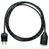 Extensão Elétrica 2 Metros Pp 2x0,75mm2 Preto/Prata Revestido Tecido Extensão Elétrica 2 Metros Pp 2x0,75mm2 Preto/Prata Revestido Tecido