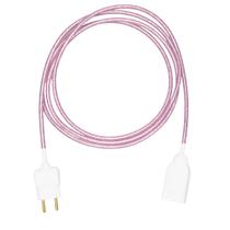 Extensão Elétrica 2 Metros Pp 2x0,75mm2 Rosa Brilhoso Revestido Tecido