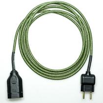 Extensão Elétrica 2 Metros Pp 2x0,75mm2 Verde/Dourado Revestido Tecido Extensão Elétrica 2 Metros Pp 2x0,75mm2 Verde/Dourado Revestido Tecido