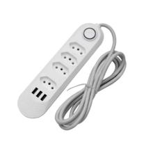 Extensão Elétrica 2m Com 4 Tomadas e 3 Entradas USB com Botão Bivolt 4 Tomadas