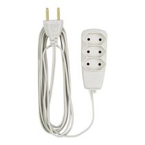 Extensão Elétrica 2p Pl 3m 2x0,75 10a Nbr 3 Tomadas Branca