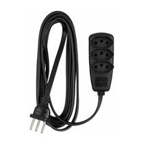 Extensão Elétrica 2p+t Pp 1,3m 3x0,75 10a Nbr 3 Tomadas Preta Extensão Elétrica 2p+t Pp 1,3m 3x0,75 10a Nbr 3 Tomadas Preta