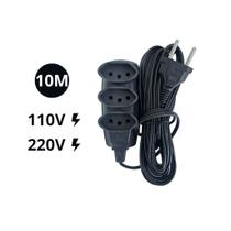 Extensão Elétrica 3 Furos Fio de 10 Metros 110v 220v 10a 20a