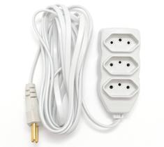 Extensão Elétrica 3 Metros 2P+T 10A 3 Tomadas Branca