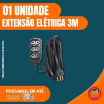Extensão Elétrica 3 Metros 2P+T 10A 3 Tomadas - Prismatec Extensão Elétrica 3 Metros 2P+T 10A 3 Tomadas - Prismatec