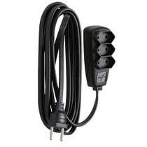 Extensão Elétrica 3 Metros 3 Tomadas 10A 250V Bivolt 2 Pinos Padrão 2500W Fio Paralelo 0,75mm² Certificada Inmetro