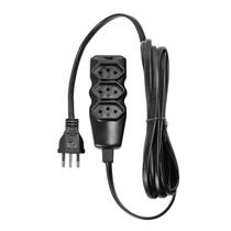 Extensao eletrica 3 tomadas pp plano 3x0,75 3m preta