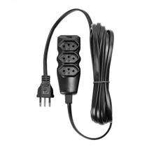 Extensão Elétrica 3 Tomadas PP Plano 3x0,75 5m Preta