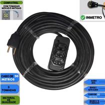 Extensao Eletrica 30 Metros Cabo PP 2X2,5mm² 0,6/1KV com 1 tomada 20A e 2 10A Extensao Eletrica 30 Metros Cabo PP 2X2,5mm² 0,6/1KV com 1 tomada 20A e 2 10A