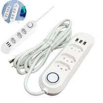 Extensão Elétrica 4 Tomadas + 3 USB 2400W 2m Branco
