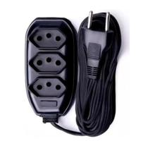 Extensão Elétrica 5 Metros 3 Tomadas Bivolt Preta Pp/pvc