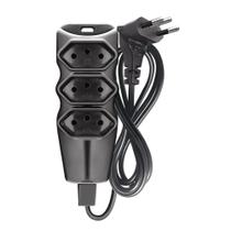 Extensão Elétrica 5 Metros Megatron 3 Tomadas 3 Pinos Cabo PP Preto Residencial Profissional 10A