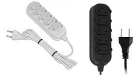 Extensão Elétrica 5 Tomadas 2P Bivolt Bivolt Cabo 3 Metros Extensão Elétrica 5 Tomadas 2P Bivolt Bivolt Cabo 3 Metros