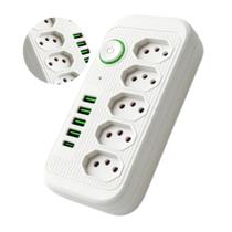 Extensão Eletrica 5 Tomadas E 4 Usb 1 Pd Led Tipo C Bivolt