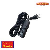 Extensão Elétrica 5m Preta 2P+T Cabo PP 10A Megatron