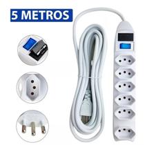 Extensão Elétrica 6 Entradas 5m Bivolt Interruptor Fusível - Luatek