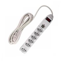 Extensão Elétrica 6 Tomadas 3 Metros 2 Porta USB Kapbom SL7906-3m Extensão Elétrica 6 Tomadas 3 Metros 2 Porta USB Kapbom SL7906-3m