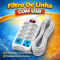 Extensão Elétrica 6 Tomadas Bivolt com USB Extensão Elétrica 6 Tomadas Bivolt com USB