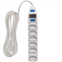 Extensão Elétrica 6 Tomadas Filtro Linha Fusível 1,5 Metros