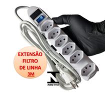 Extensão Elétrica 6 Tomadas Filtro Linha Fusível 3 Metros SL76063M