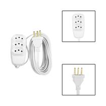 Extensão Elétrica 8 M Cabo PP 3 Tomadas 10A 250V Branco