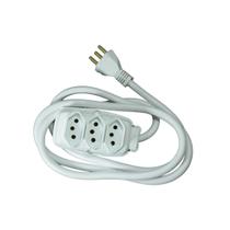 Extensão Elétrica Barra Tripolar 20A 3 Tomada Branca 1,5m