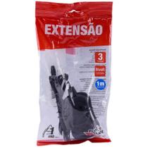 Extensao Eletrica Bipolar 1M 3 Tomadas Slim Preto Extensao Eletrica Bipolar 1M 3 Tomadas Slim Preto