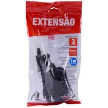 Extensao Eletrica Bipolar 1M 3 Tomadas SLIM PT