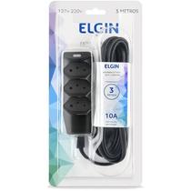 Extensão elétrica Bipolar 3 Entradas 3 m Preta - Elgin Extensão elétrica Bipolar 3 Entradas 3 m Preta - Elgin