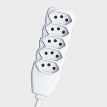 Extensão Elétrica Bivolt 10A 5 Tomadas Tripolar Cabo 3 X 0,75mm 5 Metros - Force Line