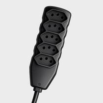 Extensão Elétrica Bivolt 5 Tomadas Tripolar 10 Amperes 3 Metros Preto Extensão Elétrica Bivolt 5 Tomadas Tripolar 10 Amperes 3 Metros Preto