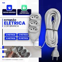 Extensão Elétrica Branca 10 Metros Bivolt Tomadas Tripolares Bivolt 110/220 RESISTENTE COR BRANCA Extensão Elétrica Branca 10 Metros Bivolt Tomadas Tripolares Bivolt 110/220 RESISTENTE COR BRANCA