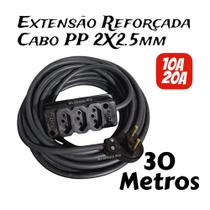 Extensão Elétrica Cabo PP 2x2,5mm Reforçada 30 metros 10A/20A para Casa Profissional Resid Indl Extensão Elétrica Cabo PP 2x2,5mm Reforçada 30 metros 10A/20A para Casa Profissional Resid Indl